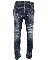 DSquared² - Skater Jean Versterkte Gescheurde Jeans Met Verfspatten En Zwarte Wassing - Lyst