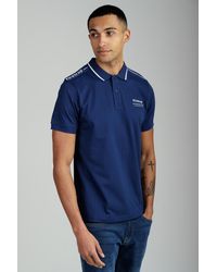 Firetrap - Dark Regular Fit Cotton Jersey Polo With Taping - Lyst