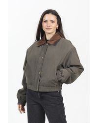 Brave Soul - Twill Bomber Style Jacket With Cord Collar - Lyst