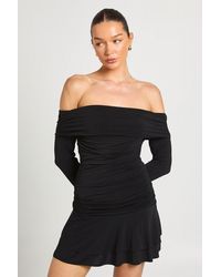 Boohoo - Ruched Detail Drop Hem Mini Skirt - Lyst