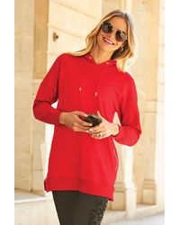 Sosandar - Longline Hooded Sweatshirt With Zip Detail Viscose - Lyst