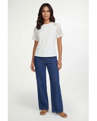 Wallis - Lace Short Sleeve Jersey Top - Lyst