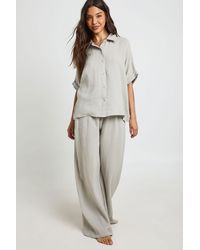 Boohoo - Elasticated Tie Front Wide Leg Beach Trouser - Lyst