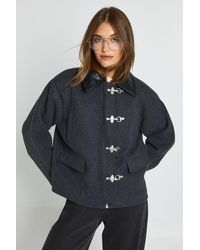 Boohoo - Toggle Detail Wool Look Jacket - Lyst