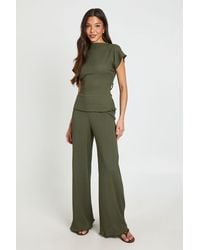 Boohoo - Crinkle Tie Back Top Wide Leg Trouser Co Ord - Lyst