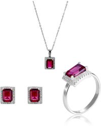Orphelia - 'Enora' 925 Sterling Set: Necklace + Earrings + Ring - Lyst