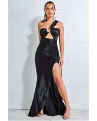 Goddiva - Ruched One Shoulder Maxi With Ring Detail - Lyst