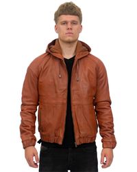 Infinity Leather - Casual Hooded Bomber Jacket-Odesa - Lyst