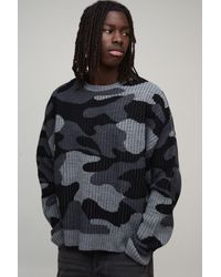 BoohooMAN - Oversized Boxy Camo Knitted Jumper - Lyst