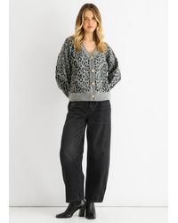 Gini London - Animal Print Wool Mix Cardigan Look Jumper - Lyst