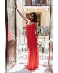 Boohoo - Tall Chiffon Cowl Neck Maxi Dress With Scarf - Lyst