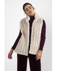 Jayley - Faux Fur Suede Vertical Striped Gilet - Lyst
