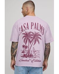BoohooMAN - Washed Oversized Casa Palms Print T-Shirt - Lyst