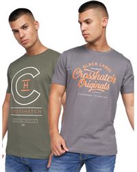 Crosshatch - Univarsity T-shirt (pack Of 2) (olijf/grijs) - Lyst