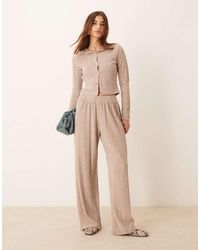 Miss Selfridge - Brushed Chunky Rib Wide Leg Trouser - Lyst