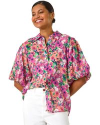 Roman - Floral Print Button Through Shirt - Lyst
