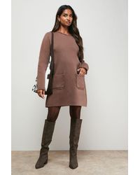 Oasis - Fringe Detail Crew Neck Mini Dress - Lyst