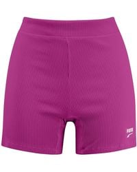 PUMA - Slim Fit Ribbed Hem Shorts - Lyst