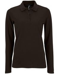 Sol's - Ladies Perfect Long Sleeve Pique Polo Shirt Cotton - Lyst