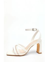 Quiz - Wide Fit Faux Leather Strappy Heeled Sandals - Lyst