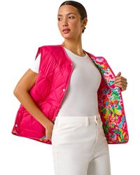 Roman - Quilted Funnel Neck Lined Gilet - Lyst