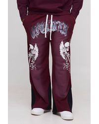 BoohooMAN - Plus Relaxed Flare Spray Washed Skull Gusset Jogger - Lyst
