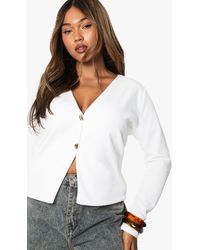 Boohoo - Plus Knitted Button Cardigan - Lyst