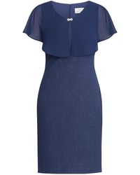 Gina Bacconi - Aris V Neck Dress With Embellished Chiffon Overlay - Lyst