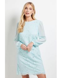 Wallis - Petite Lace Chiffon Cowl Back Shift Dress - Lyst