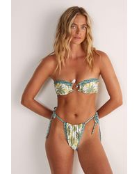Nasty Gal - Palm Tree Bandeau Trim Detail Tie Bikini Set - Lyst