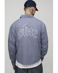 BoohooMAN - Tall Oversized Boxy Embroidered Micro Check Shirt - Lyst