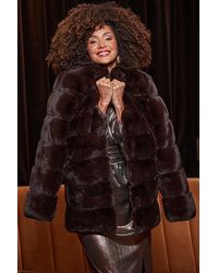 Sosandar - Rich Chocolate Premium Super Soft Faux Fur Coat - Lyst