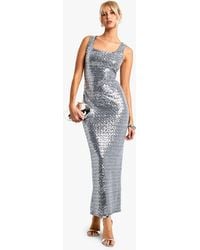 Boohoo - Square Neck Sequin Maxi Dress - Lyst