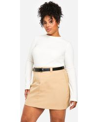 Boohoo - Plus Woven Tailored Mini Skirt - Lyst