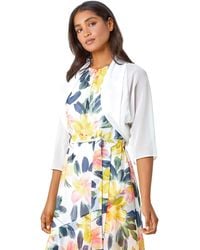 Roman - Ruched Hem Bolero Chiffon Mesh Shrug Wedding Cardigan - Lyst