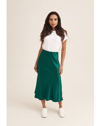Gini London - Satin Bias Cut Midi Skirt - Lyst