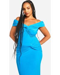 Boohoo - Plus Double Slinky Twist Front Off Shoulder Top - Lyst