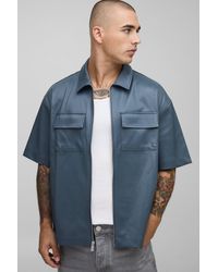 BoohooMAN - Short Sleeve Pu Boxy Cargo Shirt - Lyst