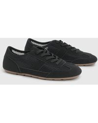 Oasis - Tracie Faux Leather Mesh Lace Up Trainers - Lyst