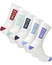 Nicce London - 5 Pack Sports Crew Socks Cotton Rich Breathable Cushioned - Lyst