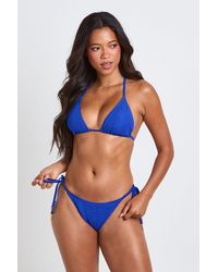 Boohoo - Textured Trim Detail Triangle Bikini & Tie Side Bottom Set - Lyst