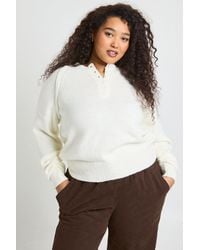 Boohoo - Plus Exposed Seam Henley Knitted Jumper - Lyst