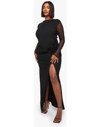 Boohoo - Plus Mesh Twist Detail Maxi Dress - Lyst