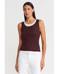 Dilvin - Geribbelde Katoenen Mouwloze Cami Blouse - Lyst
