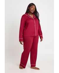 Boohoo - Plus Piping Detail Long Sleeve Shirt & Trouser Pyjama Set - Lyst
