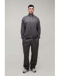 BoohooMAN - Tall Oversized Boxy Quarter Zip Funnel Sweatshirt & Straight Jogger Tracksuit - Lyst