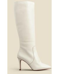 Sosandar - Ecru Leather Stiletto Heel Knee High Boots - Lyst