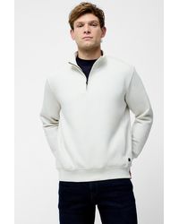 French Connection - Off Cotton Blend ¼ Zip Side Pockets Jumper - Lyst