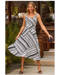 Sosandar - Stripe Print Open Back Fit & Flare Jersey Dress - Lyst