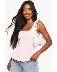 Boohoo - Scoop Neck Peplum Top - Lyst
